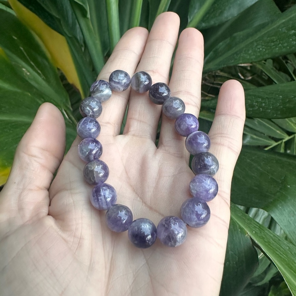 Natural Amethyst Crystal Stretch Bracelet Healing Energy Gemstone Beads
